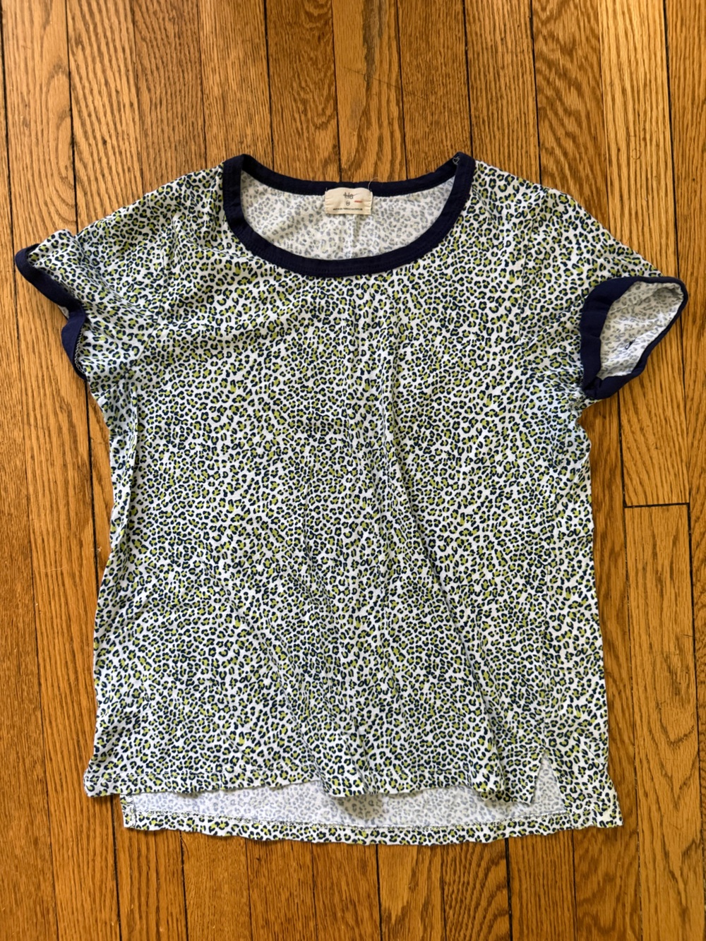 Anthropologie t.LA Olive and Navy Leopard-Print Short Sleeve Tee - Size XS